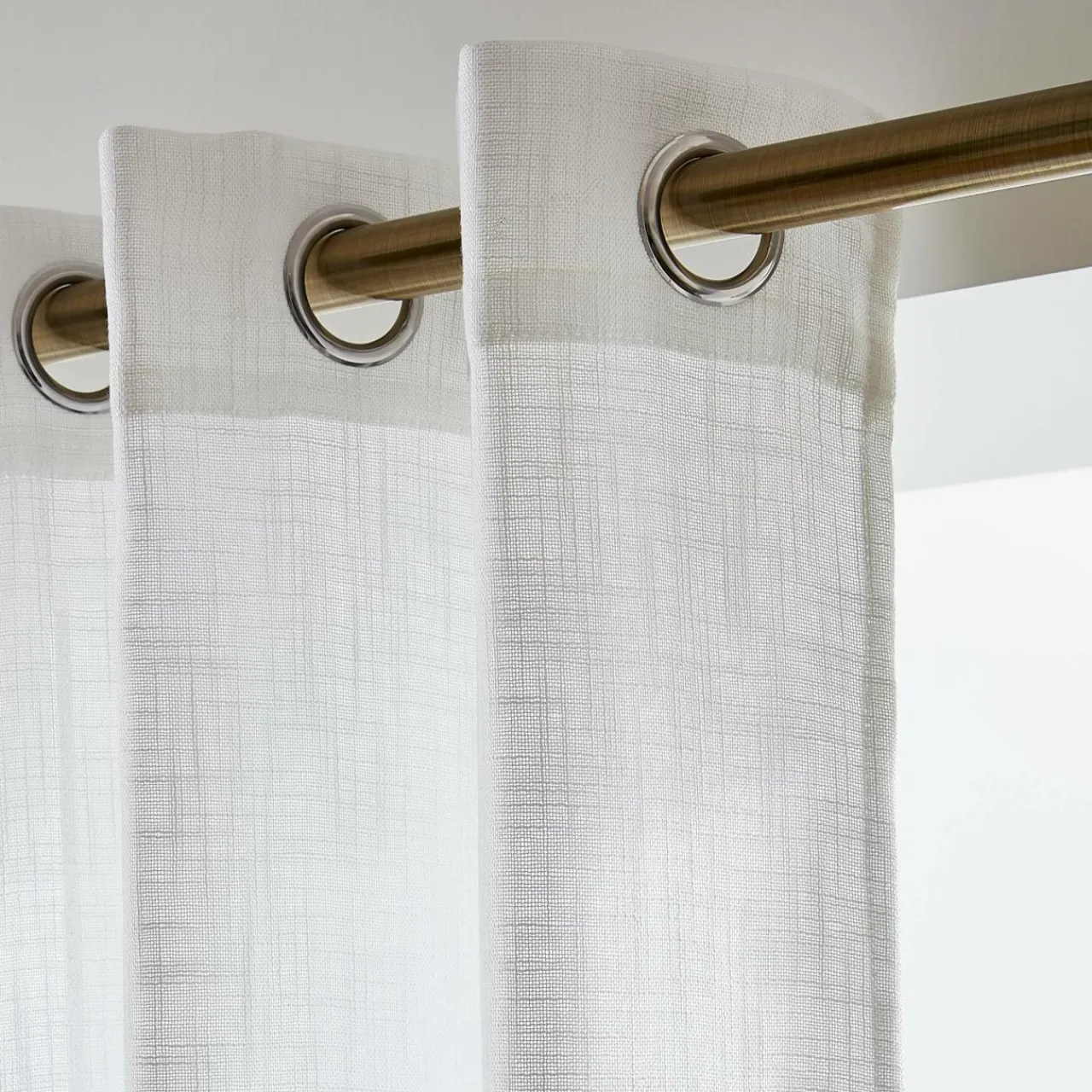 EMINZA Voilage grande largeur effet lin (400 x 240 cm) Robin Blanc Outlet