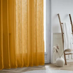 EMINZA Voilage grande largeur effet lin (400 x 240 cm) Robin Jaune ocre Sale