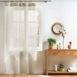 DOUCEUR D'INTERIEUR Voilage œillets bois (140 x 240 cm) Mileo Beige Discount