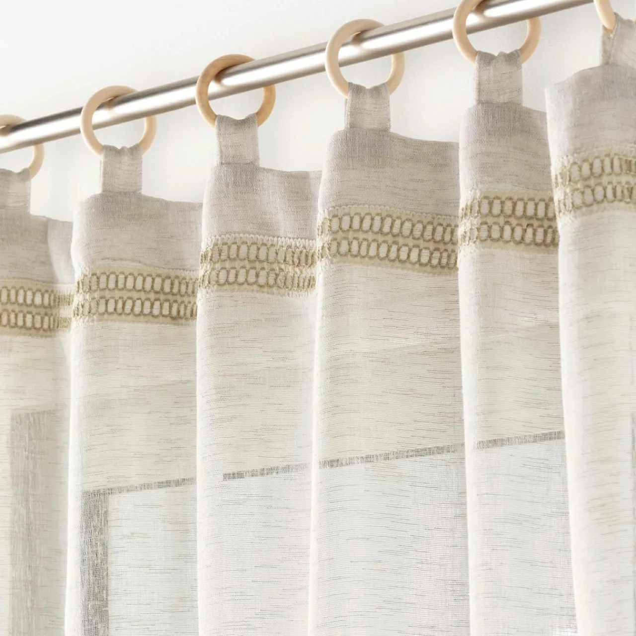 DOUCEUR D'INTERIEUR Voilage œillets bois (140 x 240 cm) Mileo Beige Discount
