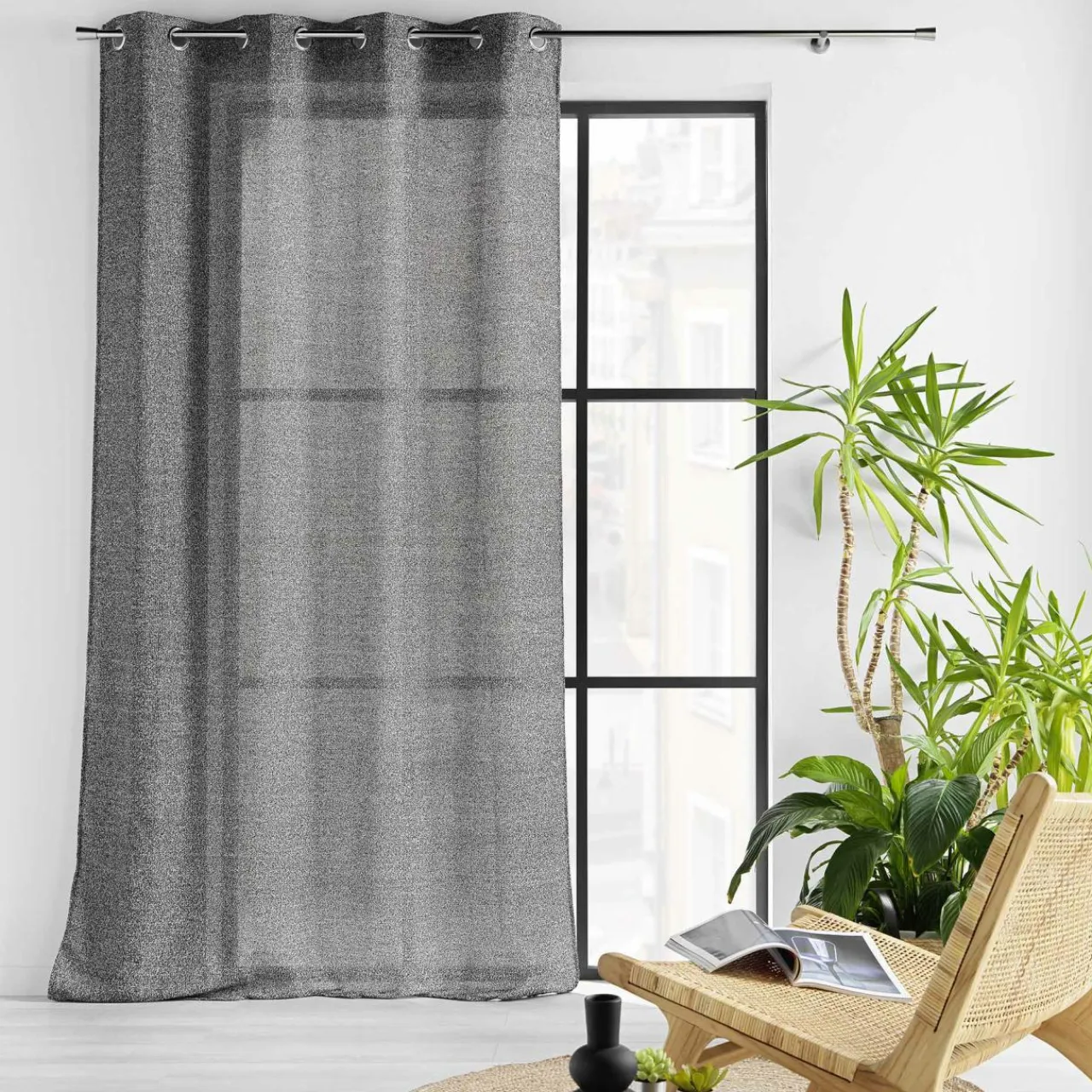 douceur d'intu017drieur Voilage œillets effet lainage (140 x 240 cm) Loulaine Noir Online