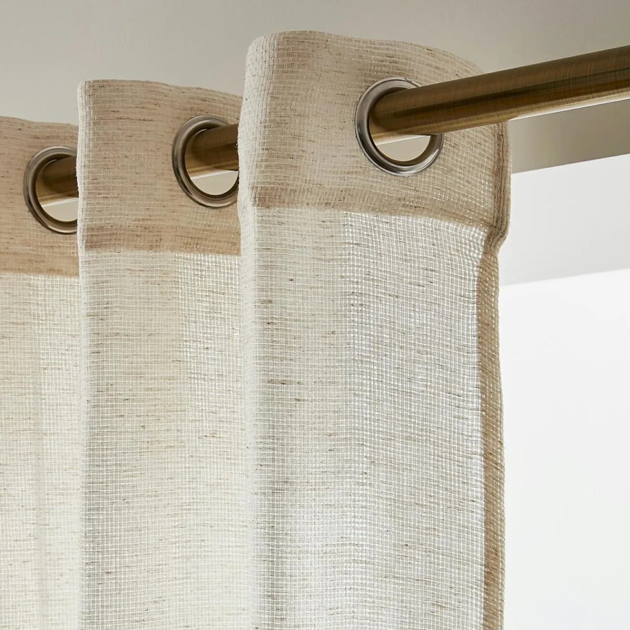 EMINZA Voilage œillets effet lin (180 x 240 cm) Luca Beige Discount