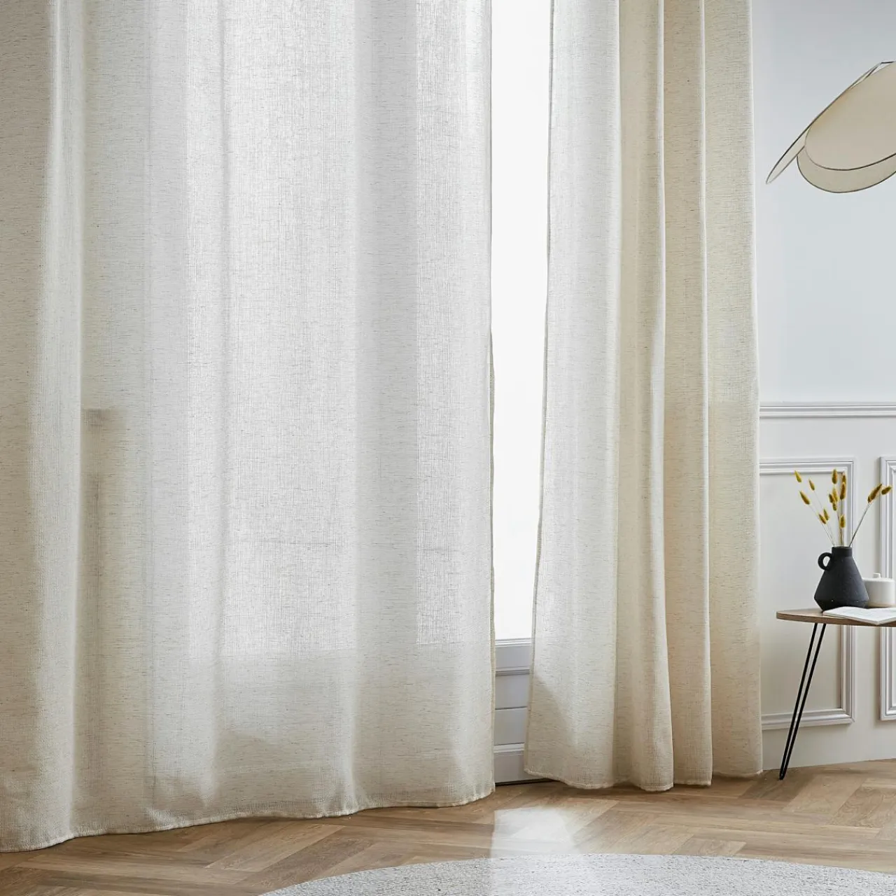 EMINZA Voilage œillets effet lin (180 x 240 cm) Luca Beige Discount