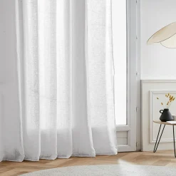 EMINZA Voilage œillets effet lin (280 x 240 cm) Luca Blanc Discount