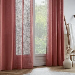 EMINZA Voilage œillets effet lin (140 x 280 cm) Robin Terracotta Clearance