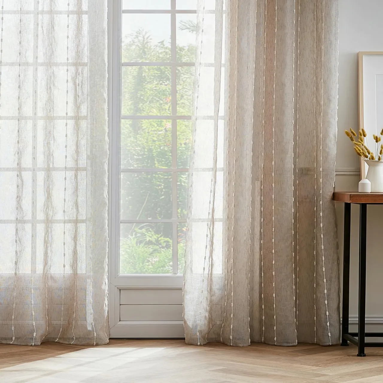 EMINZA Voilage œillets pompons (140 x 280 cm) Axel Beige New