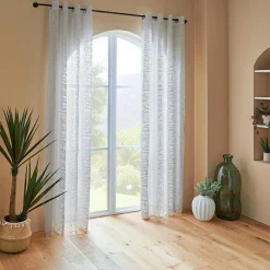 Atmosphera, cru017dateur d'intu017drieur Voilage œillets (140 x 240 cm) Abstrait Blanc Sale