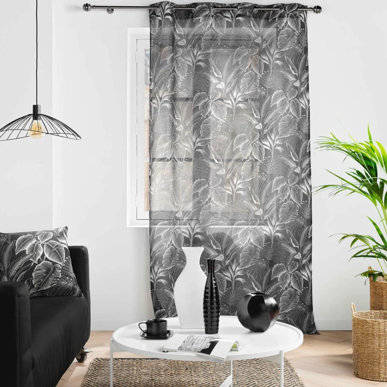 DOUCEUR D'INTERIEUR Voilage œillets (140 x 240 cm) Cabana Noir