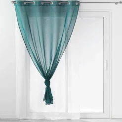 DOUCEUR D'INTERIEUR Voilage œillets (140 x 240 cm) Duetto et Blanc Bleu pétrole Clearance