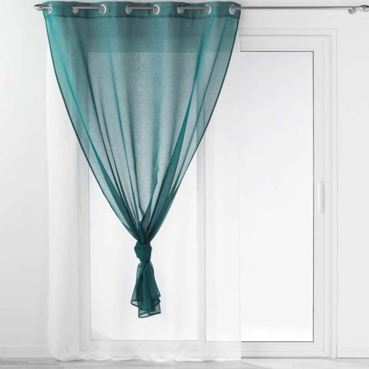 DOUCEUR D'INTERIEUR Voilage œillets (140 x 240 cm) Duetto et Blanc Bleu pétrole Clearance