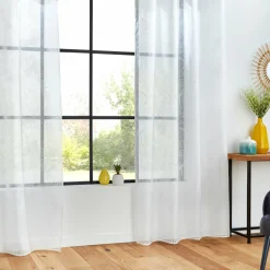 ATMOSPHERA Voilage œillets (140 x 240 cm) Feuille Blanc Discount