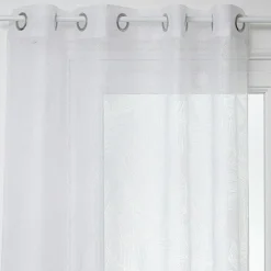 ATMOSPHERA Voilage œillets (140 x 240 cm) Feuille Blanc Discount