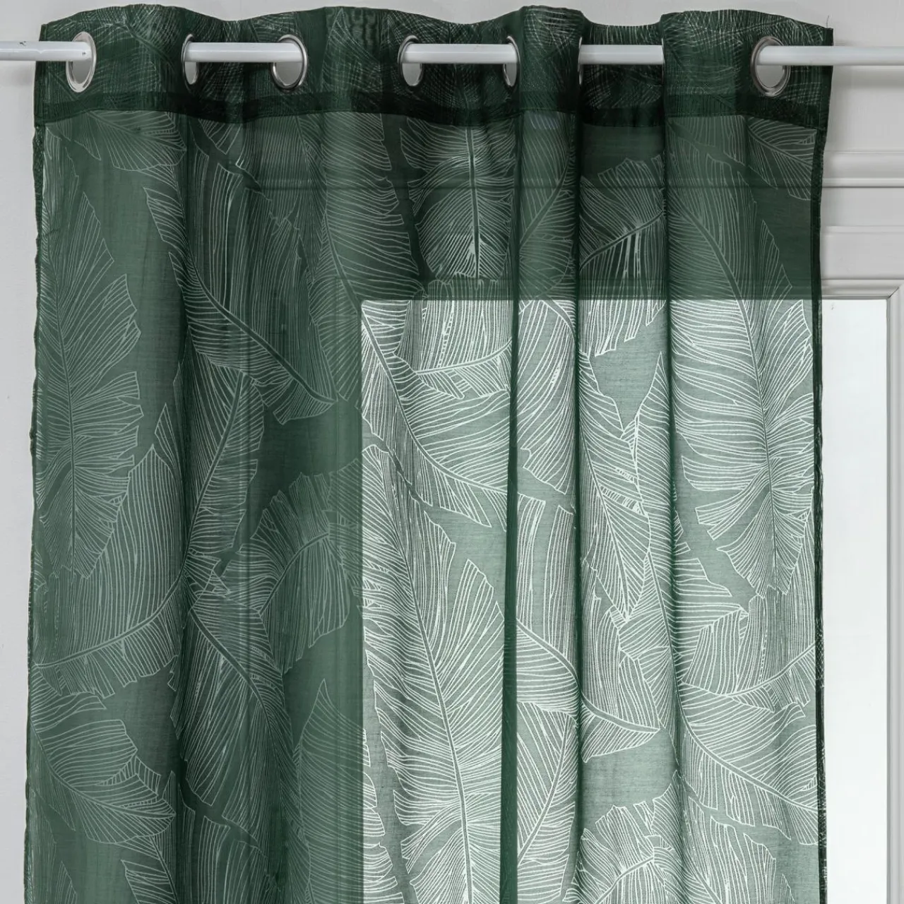 ATMOSPHERA Voilage œillets (140 x 240 cm) Feuille cèdre Vert Clearance
