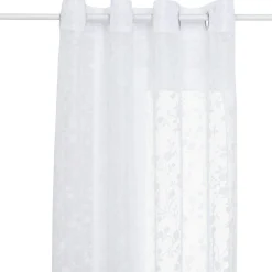 Atmosphera, cru017dateur d'intu017drieur Voilage œillets (140 x 240 cm) Flore Blanc Discount