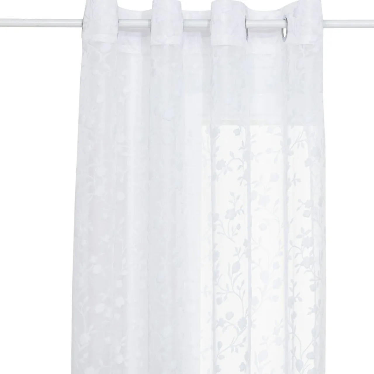 Atmosphera, cru017dateur d'intu017drieur Voilage œillets (140 x 240 cm) Flore Blanc Discount