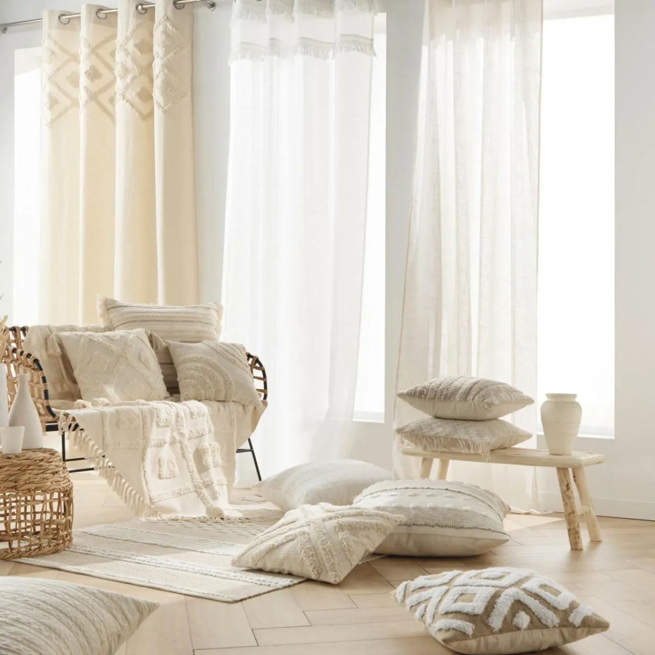 douceur d'intu017drieur Voilage œillets (140 x 240 cm) Frangina Blanc New