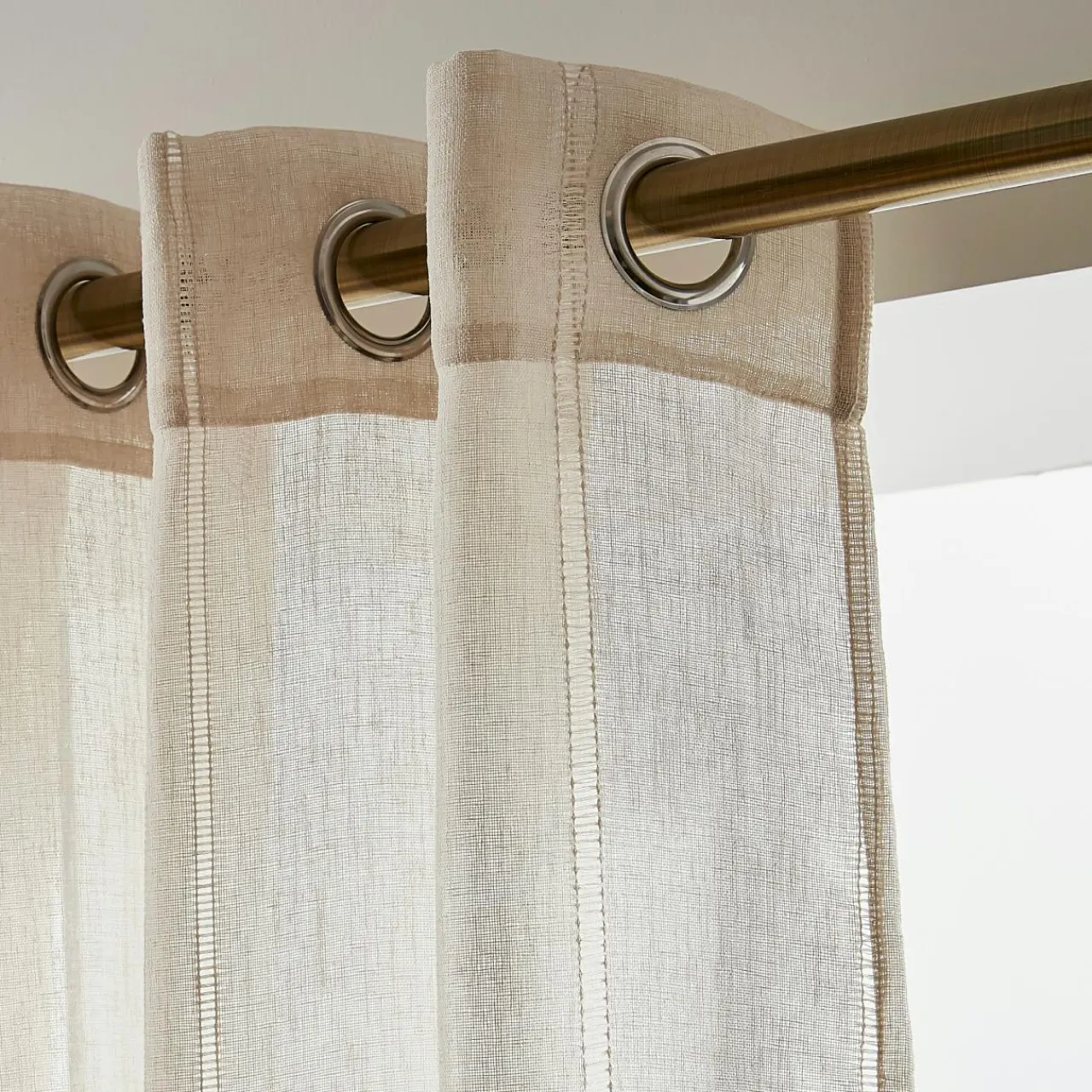 EMINZA Voilage œillets (140 x 280 cm) Léontine Beige New