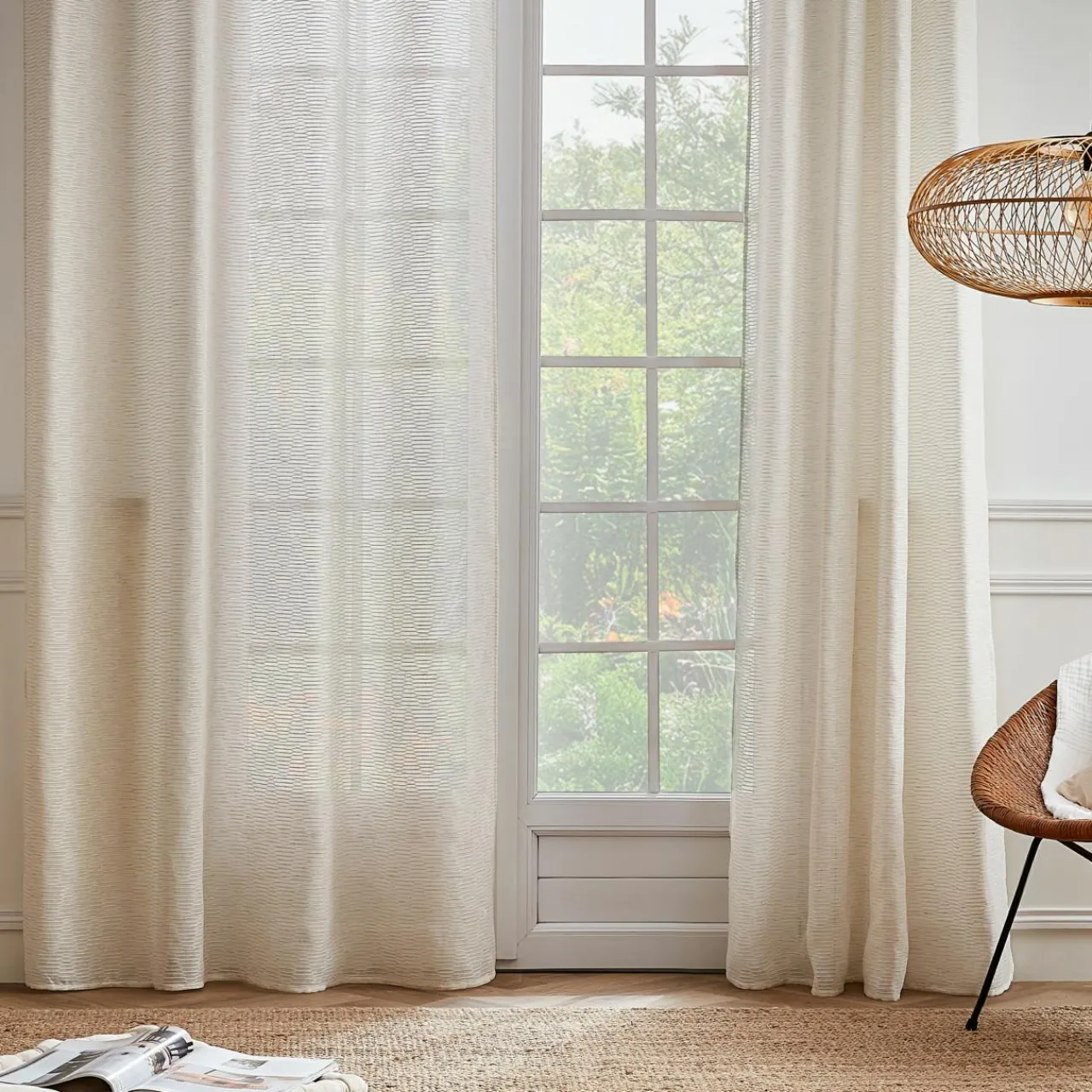 EMINZA Voilage œillets (140 x 240 cm) Maël Beige Discount