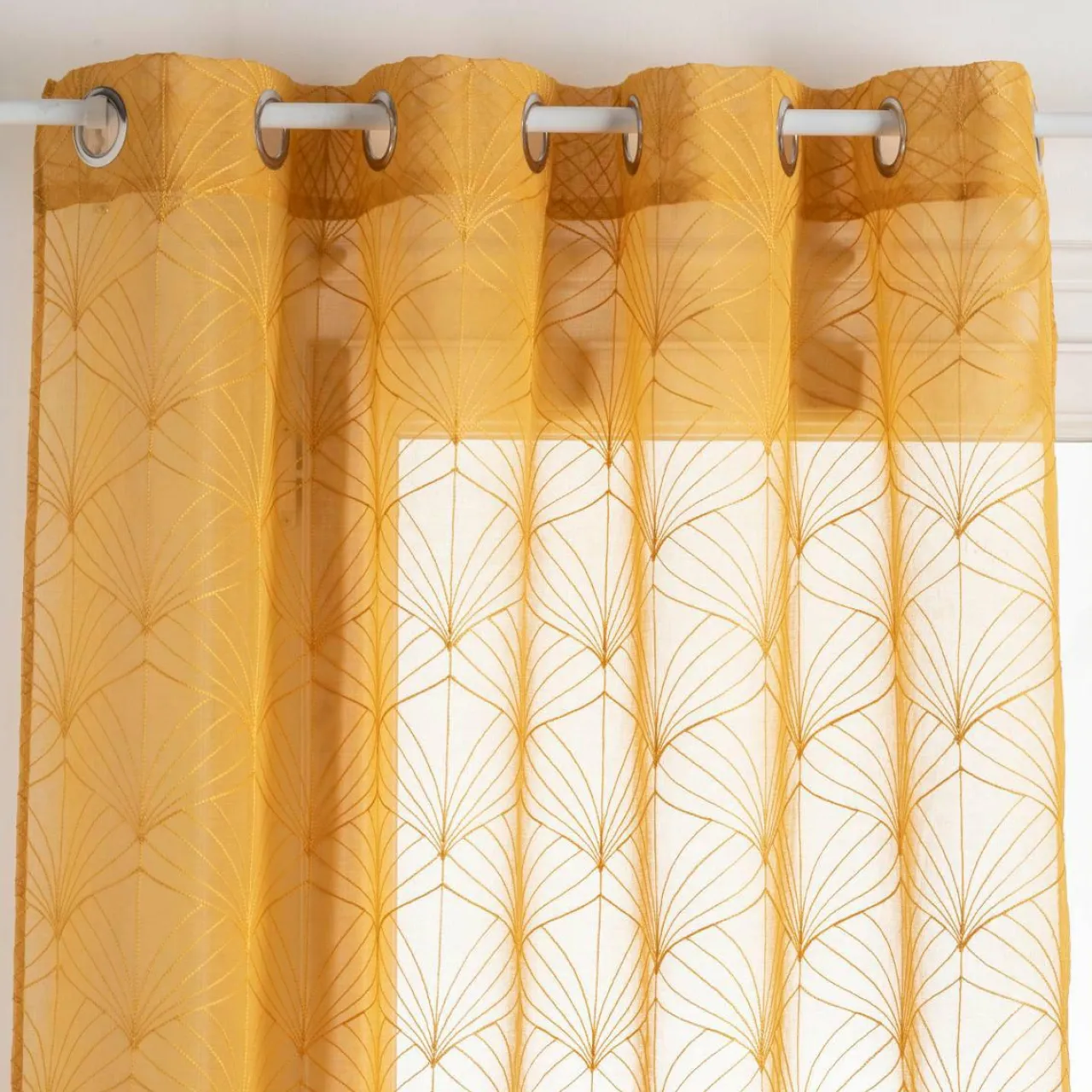 ATMOSPHERA Voilage œillets (140 x 240 cm) Mia Jaune ocre Discount
