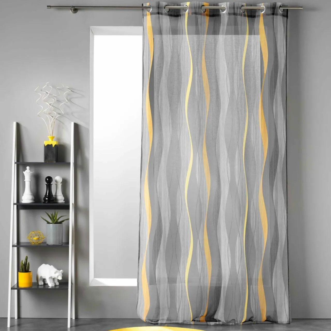 DOUCEUR D'INTERIEUR Voilage œillets (140 x 240 cm) Ondulys Gris Anthracite Discount
