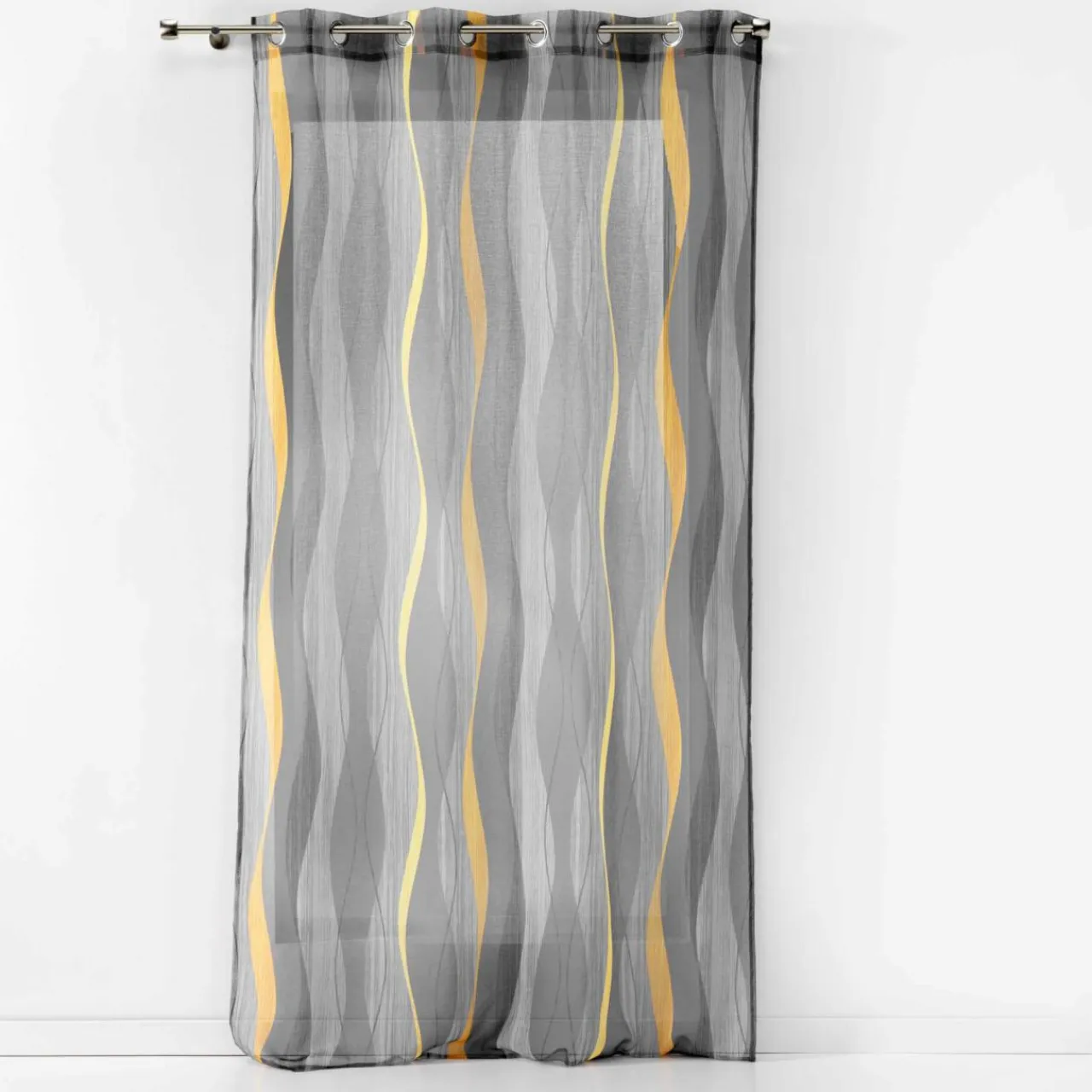 DOUCEUR D'INTERIEUR Voilage œillets (140 x 240 cm) Ondulys Gris Anthracite Discount