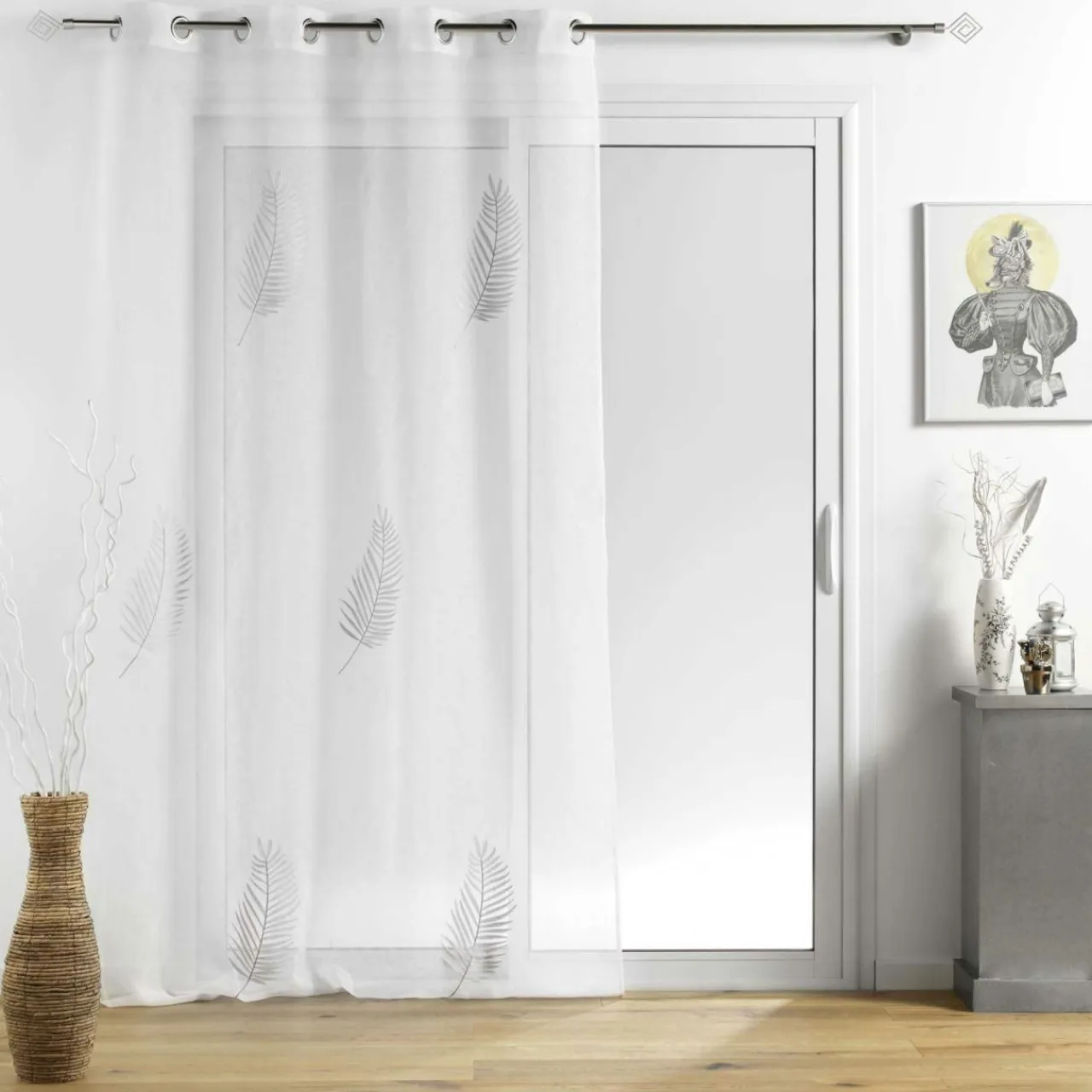 DOUCEUR D'INTERIEUR Voilage œillets (140 x 240 cm) Palmeor Argent Clearance
