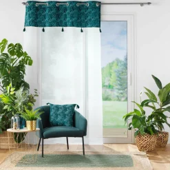 DOUCEUR D'INTERIEUR Voilage œillets (140 x 240 cm) Palmina Bleu canard Discount