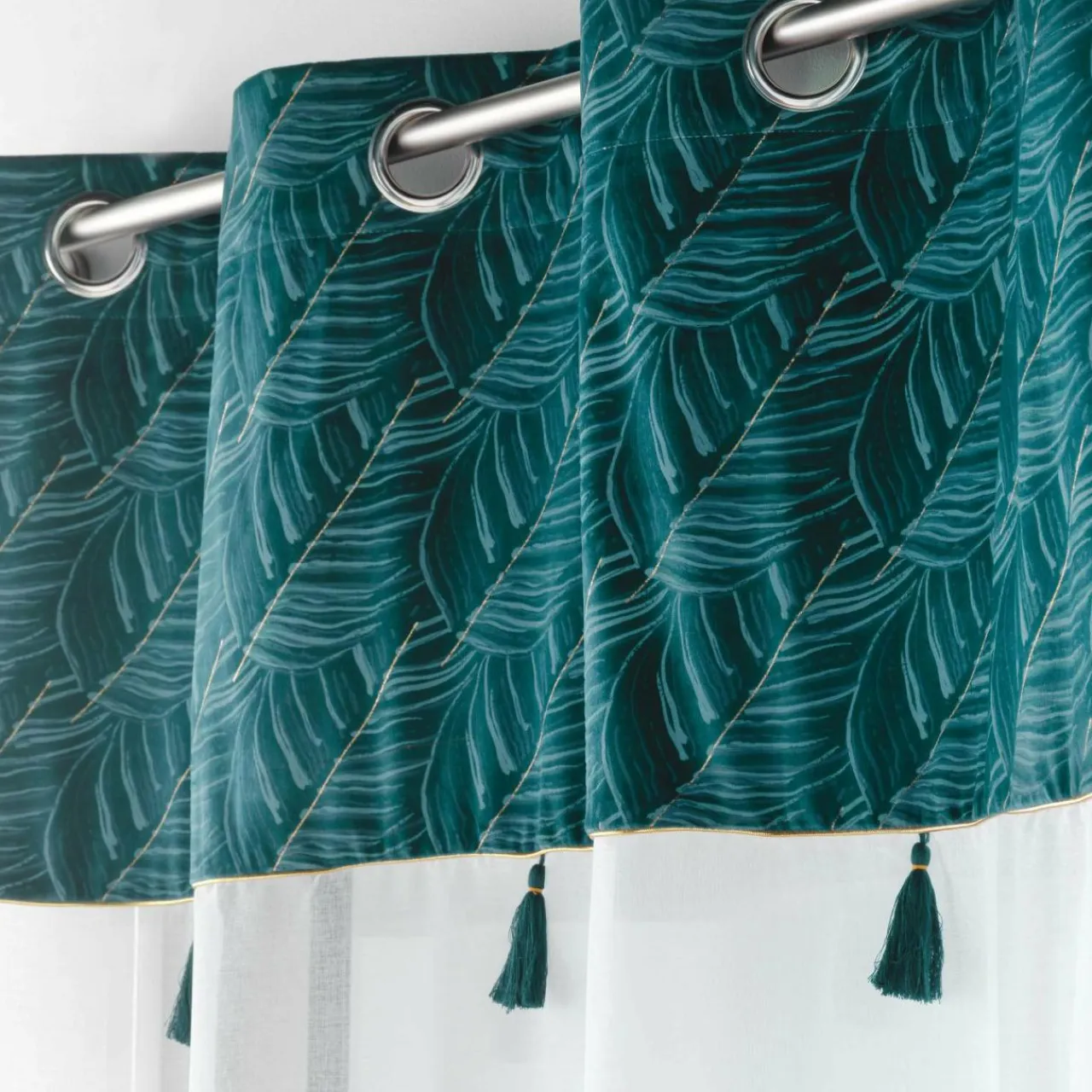 DOUCEUR D'INTERIEUR Voilage œillets (140 x 240 cm) Palmina Bleu canard Discount