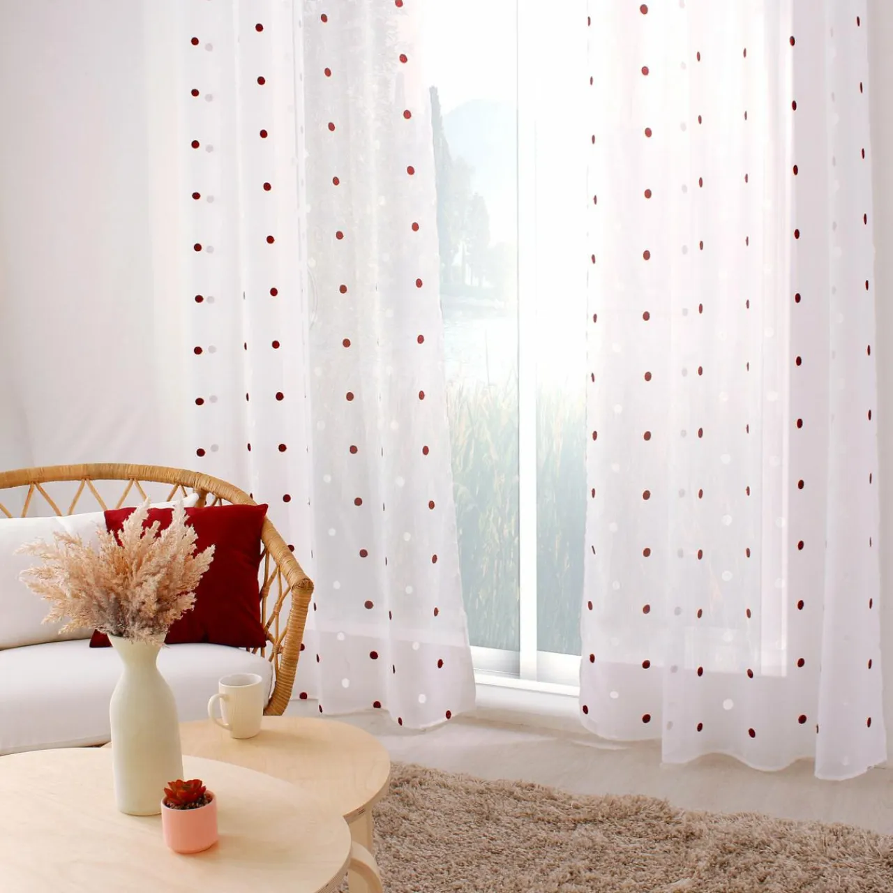 ENJOY HOME Voilage œillets (140 x 240 cm) Pointia Bordeaux Clearance