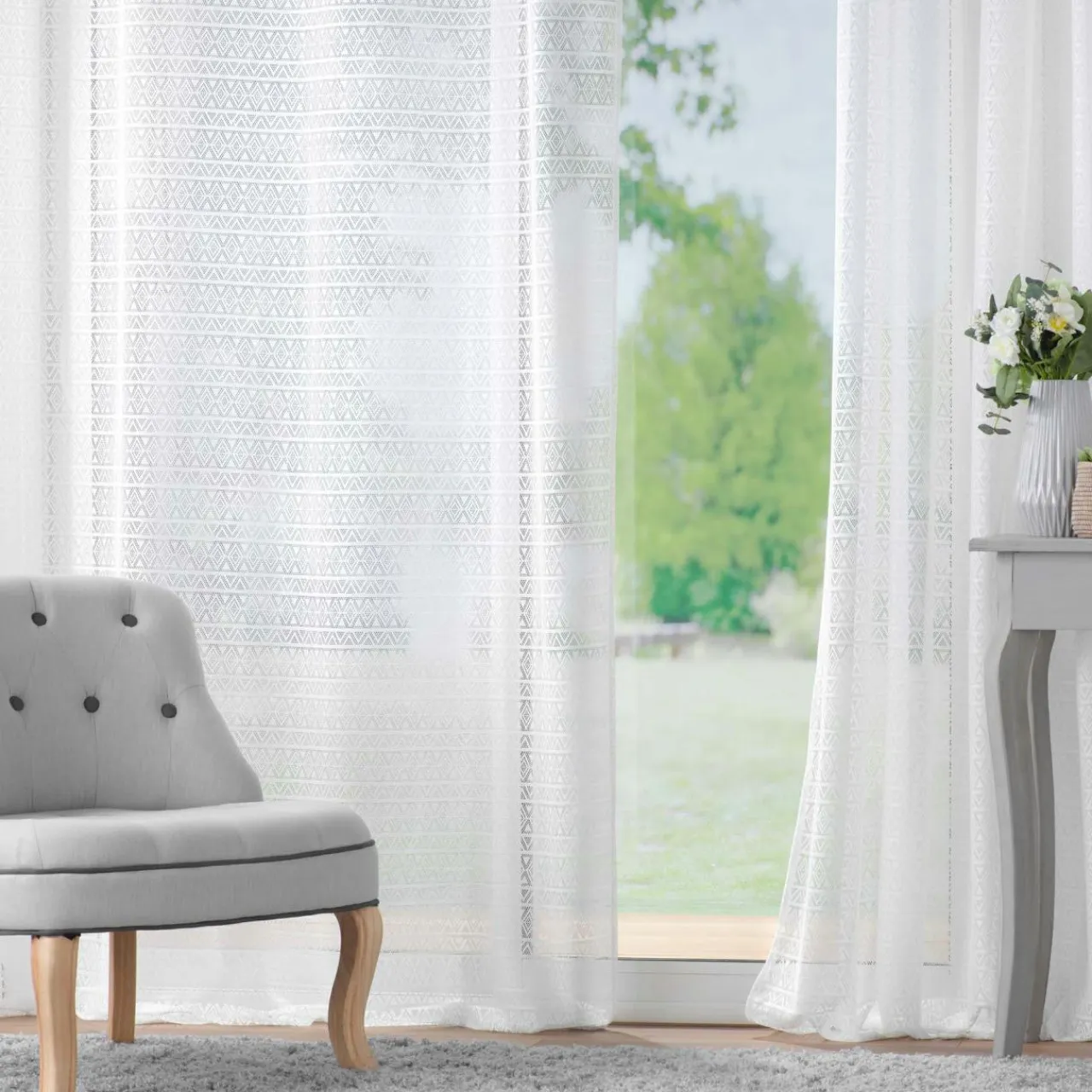 DOUCEUR D'INTERIEUR Voilage maille (140 x 280 cm) Naomie Blanc Sale