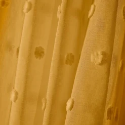 EMINZA Voilage oeillets pompons (140 x 240 cm) Emie Jaune moutarde Clearance