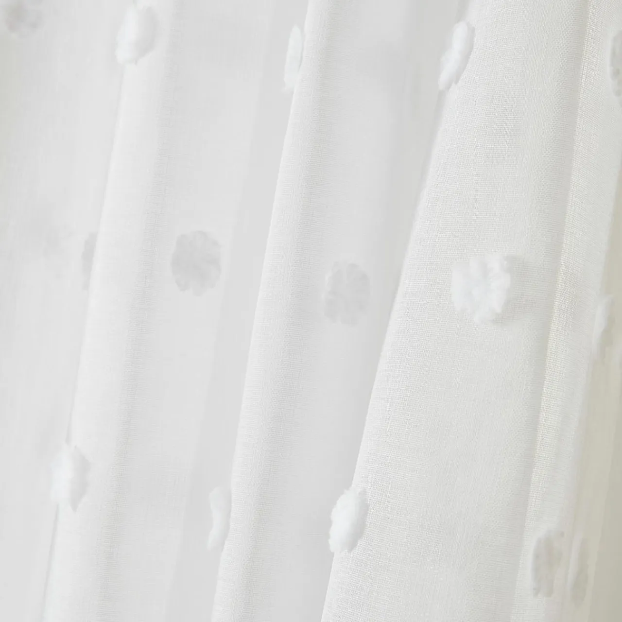 EMINZA Voilage oeillets pompons (140 x 280 cm) Emie Blanc Hot