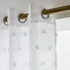 EMINZA Voilage oeillets pompons (180 x 240 cm) Emie Blanc New