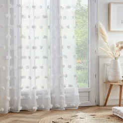 EMINZA Voilage oeillets pompons (280 x 240 cm) Suzie Blanc