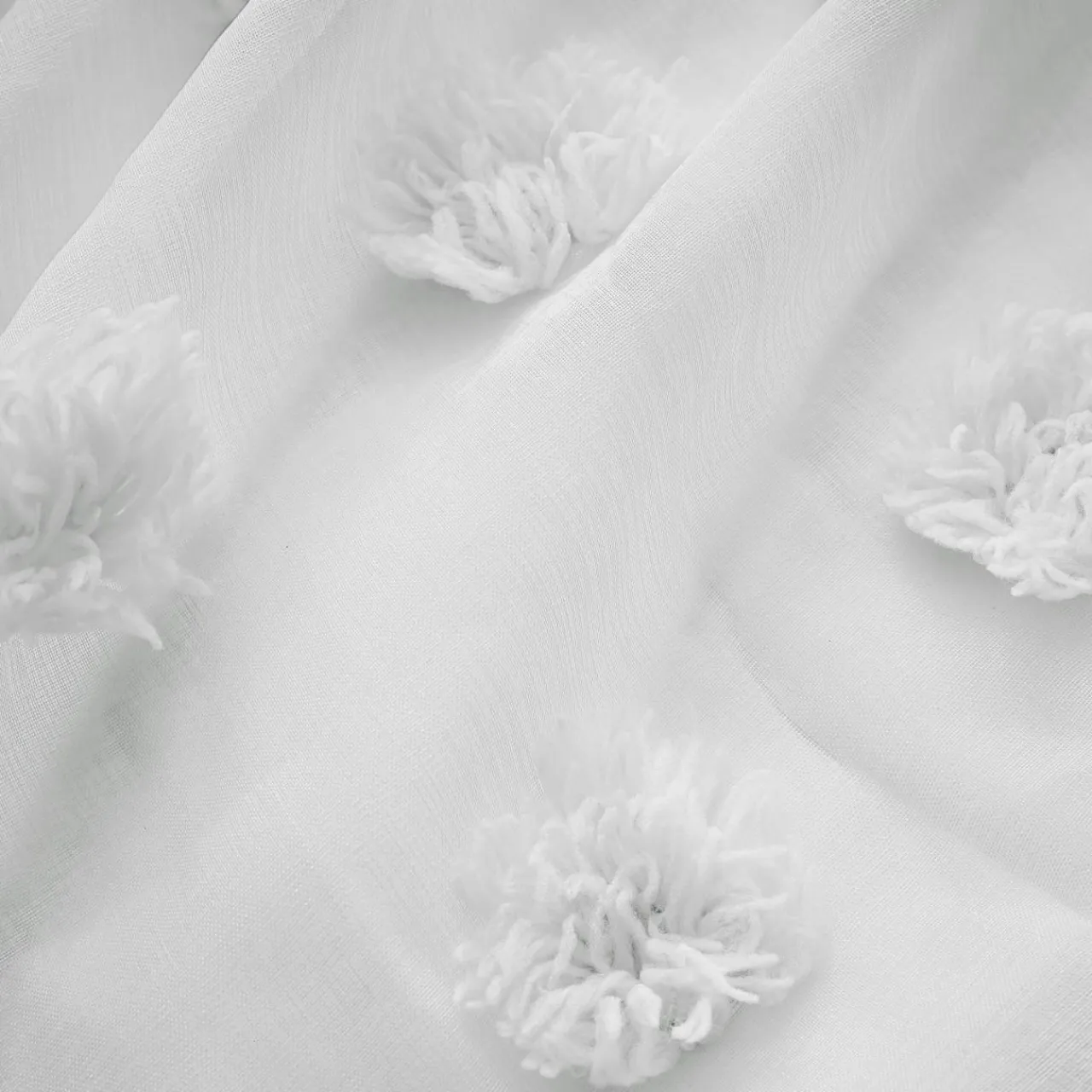 EMINZA Voilage oeillets pompons (180 x 240 cm) Suzie Blanc Best