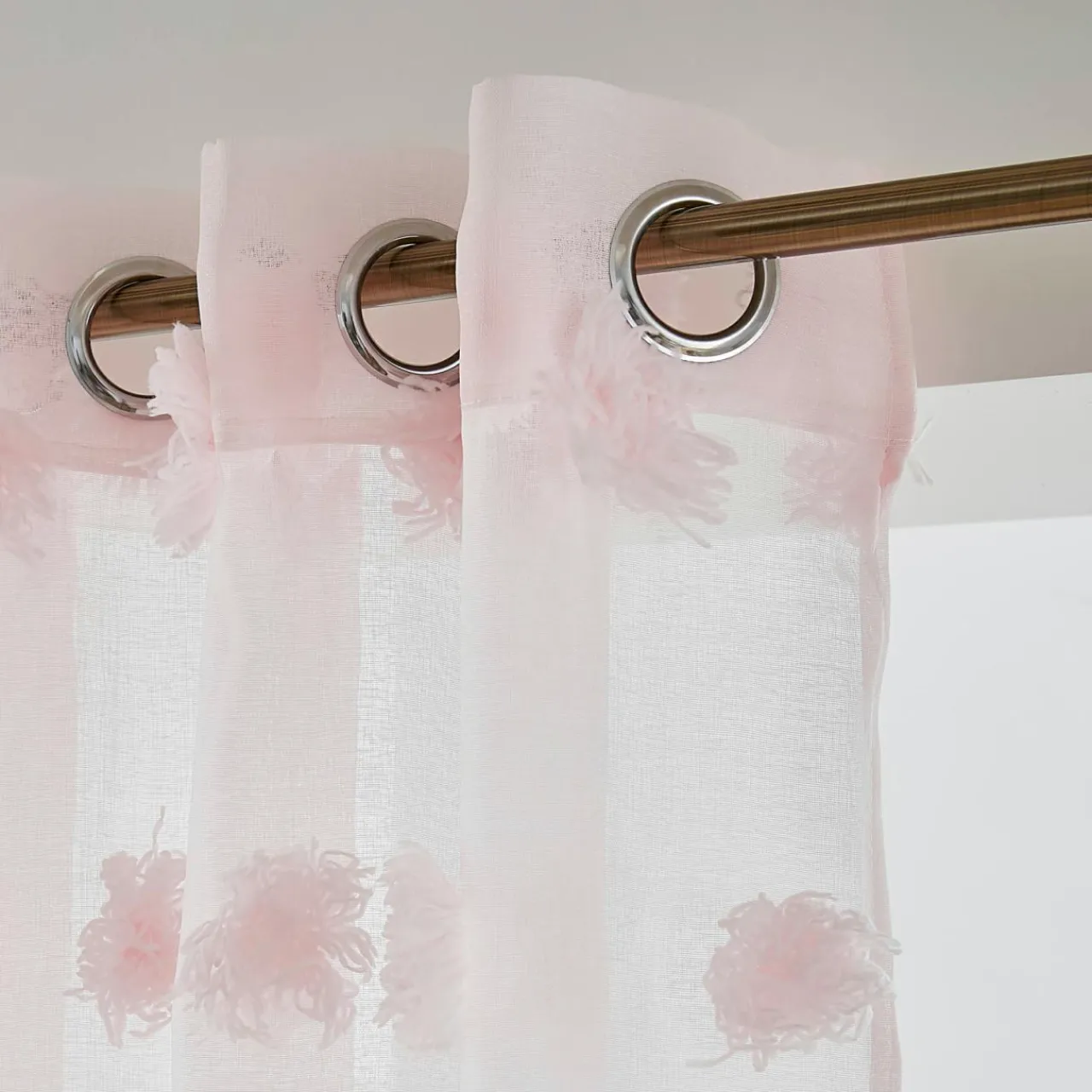 EMINZA Voilage oeillets pompons (180 x 240 cm) Suzie Rose Sale