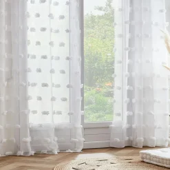 EMINZA Voilage oeillets pompons (140 x 280 cm) Suzie Blanc Best
