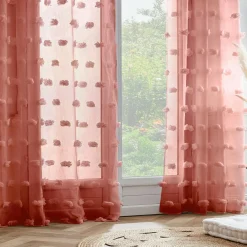 EMINZA Voilage oeillets pompons (140 x 240 cm) Suzie Terracotta Hot