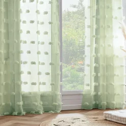 EMINZA Voilage oeillets pompons (140 x 280 cm) Suzie Vert d'eau Vert d'eau Clearance