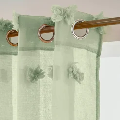 EMINZA Voilage oeillets pompons (140 x 280 cm) Suzie Vert d'eau Vert d'eau Clearance