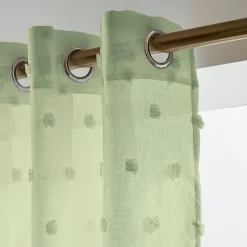 EMINZA Voilage oeillets pompons (140 x 280 cm) Emie Vert d'eau Vert d'eau Best
