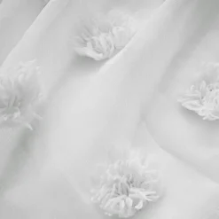 EMINZA Voilage oeillets pompons (140 x 240 cm) Suzie Blanc Hot