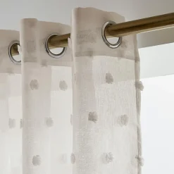 EMINZA Voilage oeillets pompons (140 x 280 cm) Emie Beige Clearance