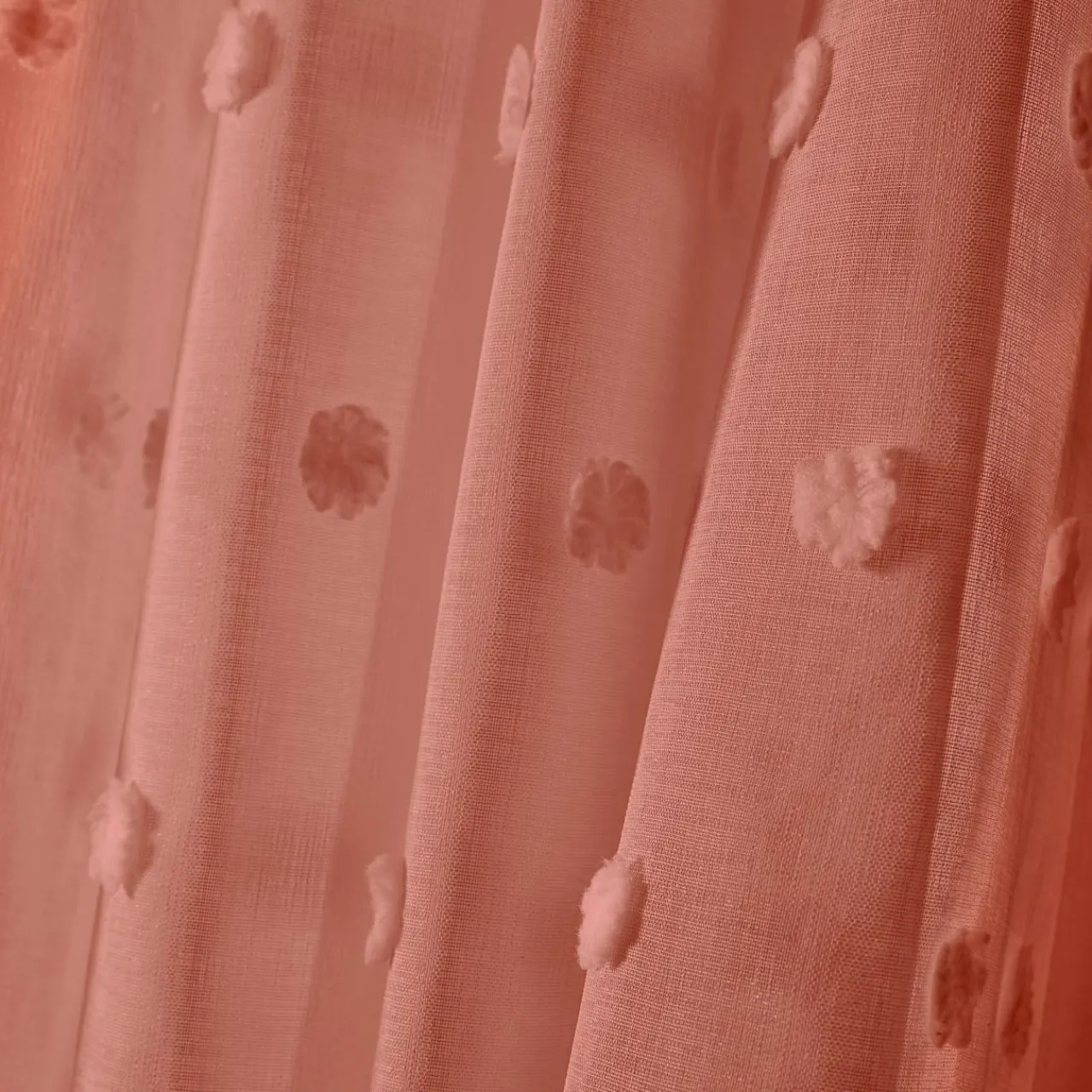EMINZA Voilage oeillets pompons (140 x 240 cm) Emie Terracotta Discount