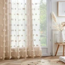 EMINZA Voilage oeillets pompons (280 x 240 cm) Suzie Beige Hot