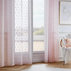 EMINZA Voilage oeillets pompons (140 x 240 cm) Emie Rose Hot
