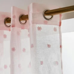 EMINZA Voilage oeillets pompons (140 x 240 cm) Emie Rose Hot