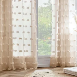 EMINZA Voilage oeillets pompons (140 x 240 cm) Suzie Beige Discount