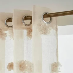 EMINZA Voilage oeillets pompons (140 x 240 cm) Suzie Beige Discount