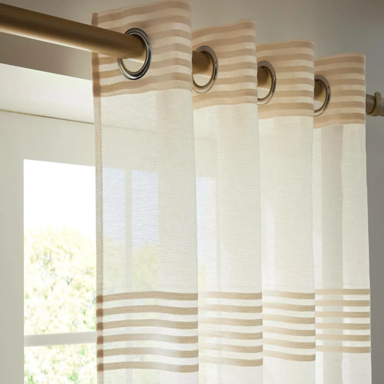 EMINZA Voilage oeillets (140 x 240 cm) Noé Beige Discount